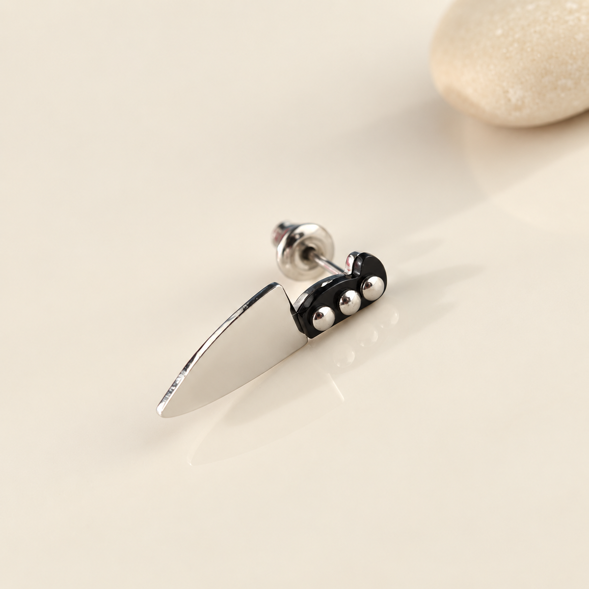 Knife Dangle Men's Stud Earring, Stainless Steel, Single