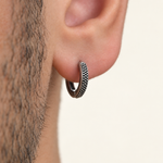 Antique Men's Hoop Earring, 10mm, Stainless Steel, Single