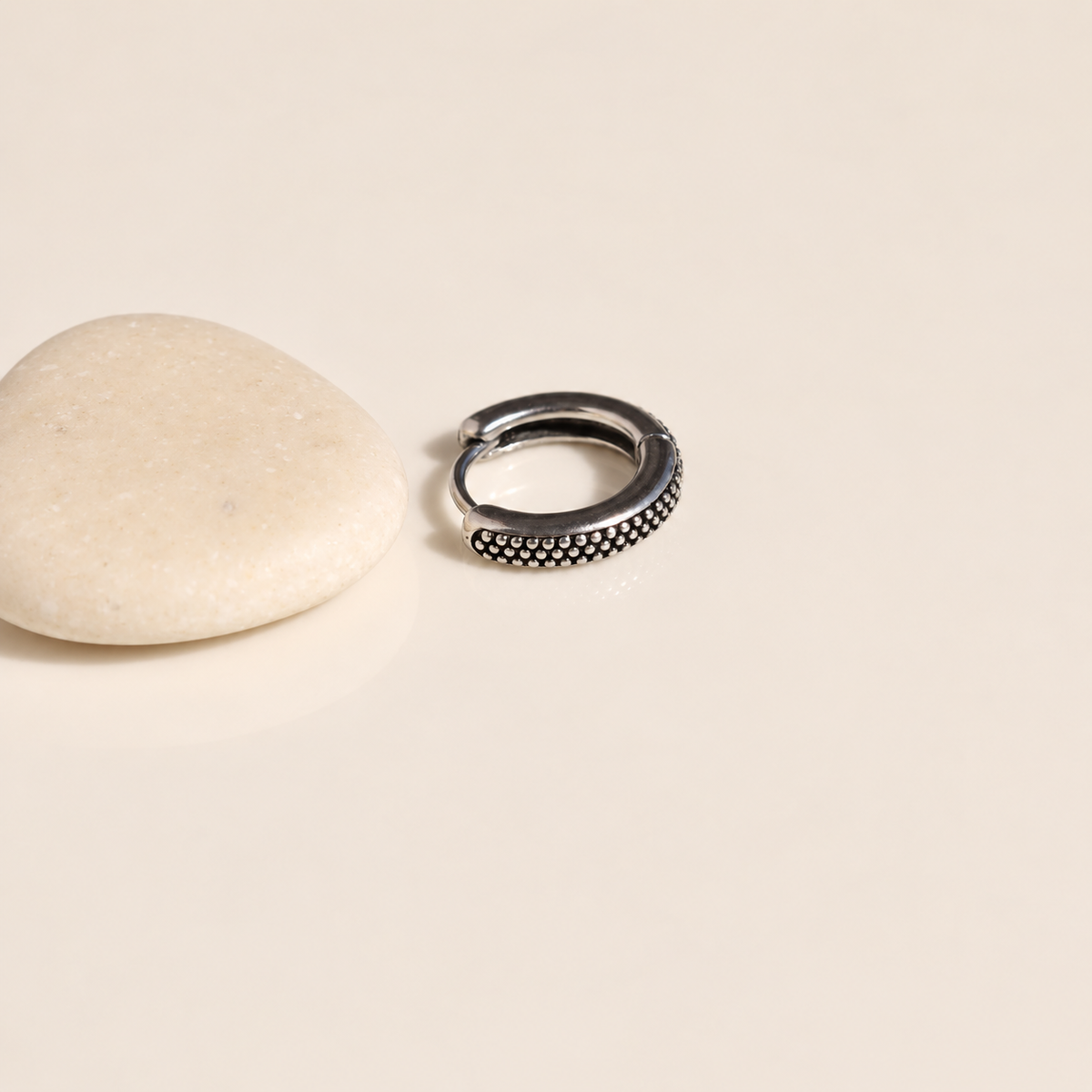 Antique Men's Hoop Earring, 10mm, Stainless Steel, Single