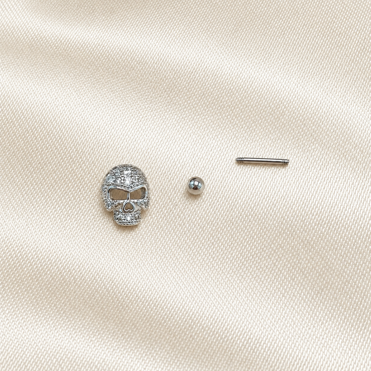 Skull Men's Stud Earring, Stainless Steel, Single