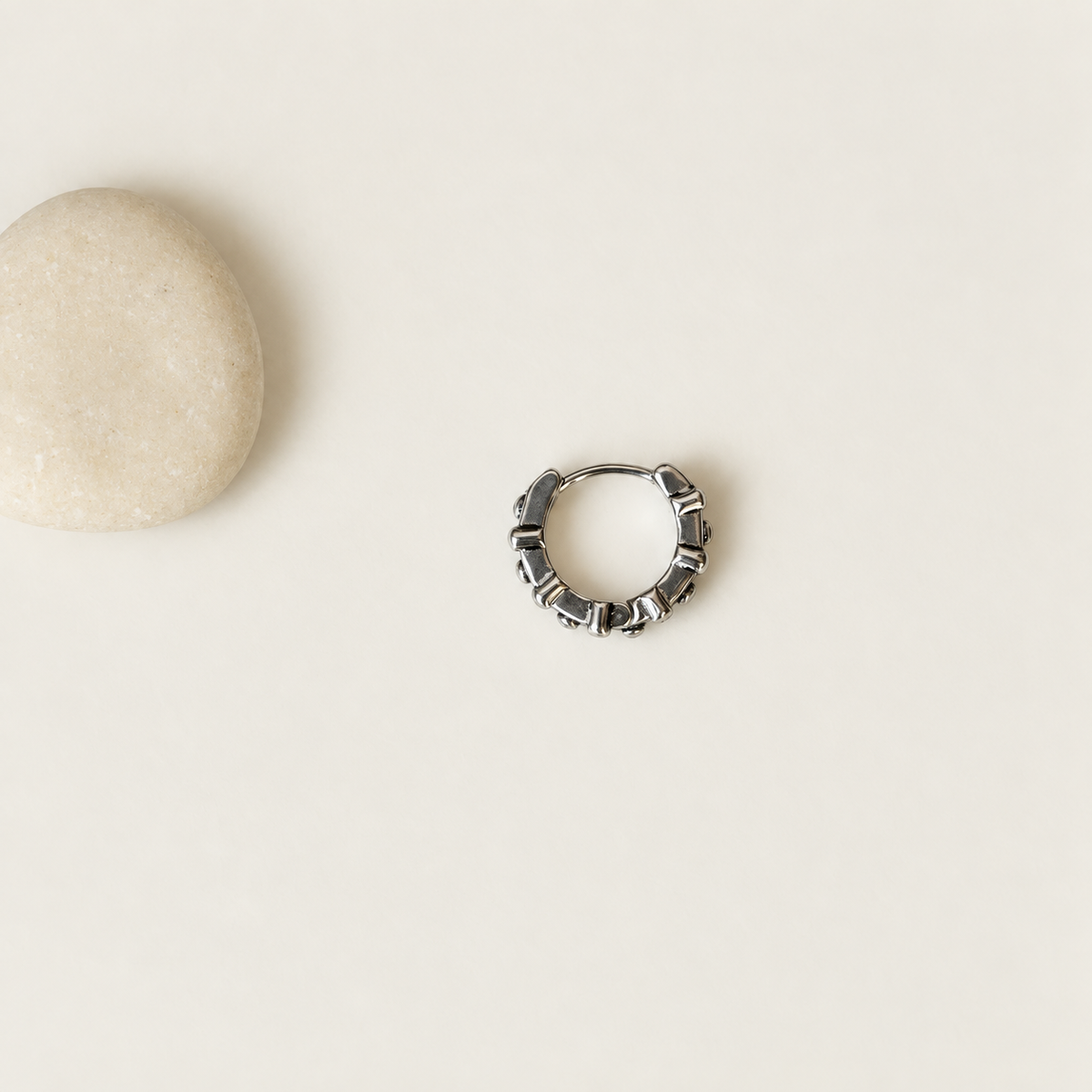 Vintage Men's Hoop Earring, 10mm, Stainless Steel, Single