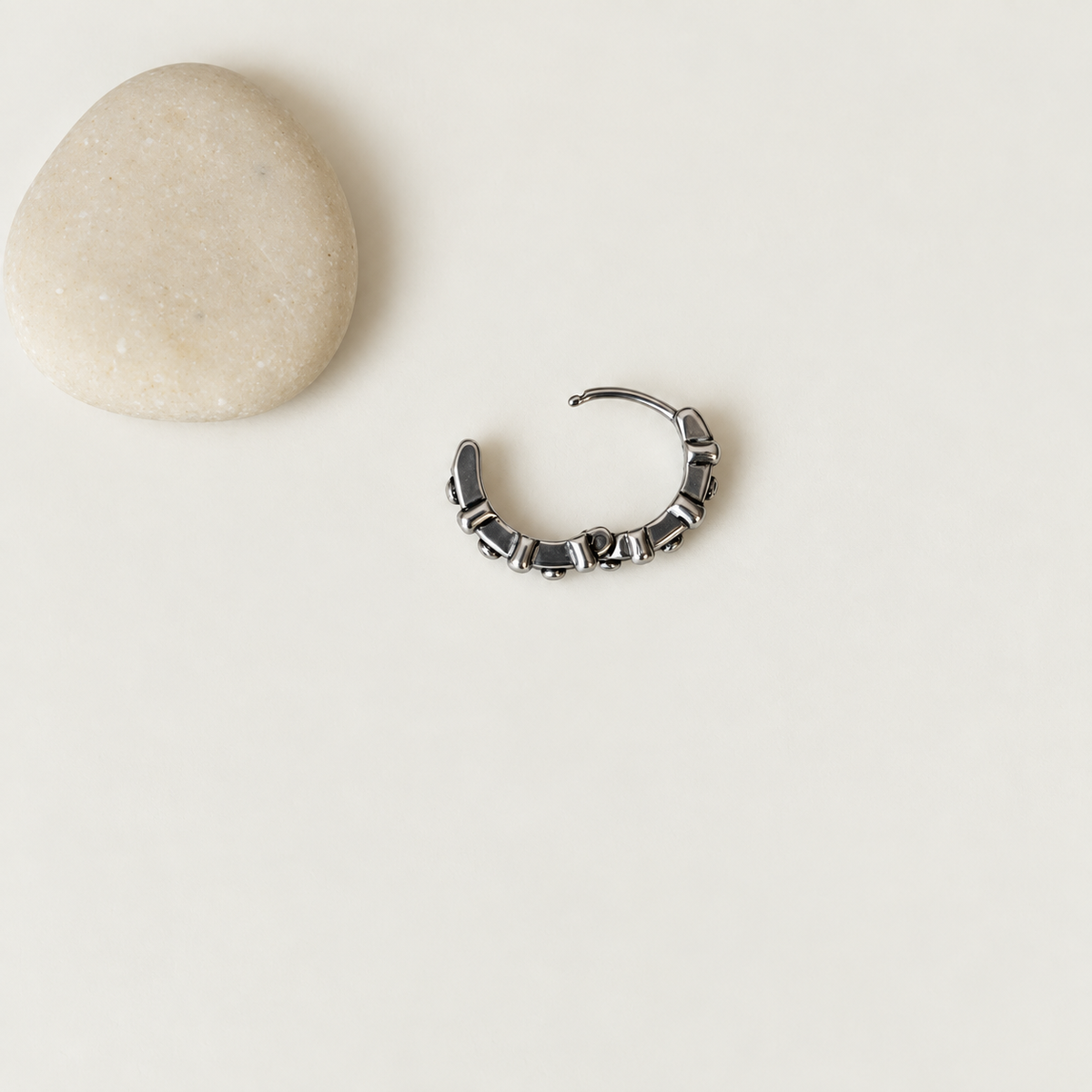 Vintage Men's Hoop Earring, 10mm, Stainless Steel, Single