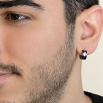 Antique Men's Hoop Earring, 9mm, Stainless Steel, Single - worn on an ear