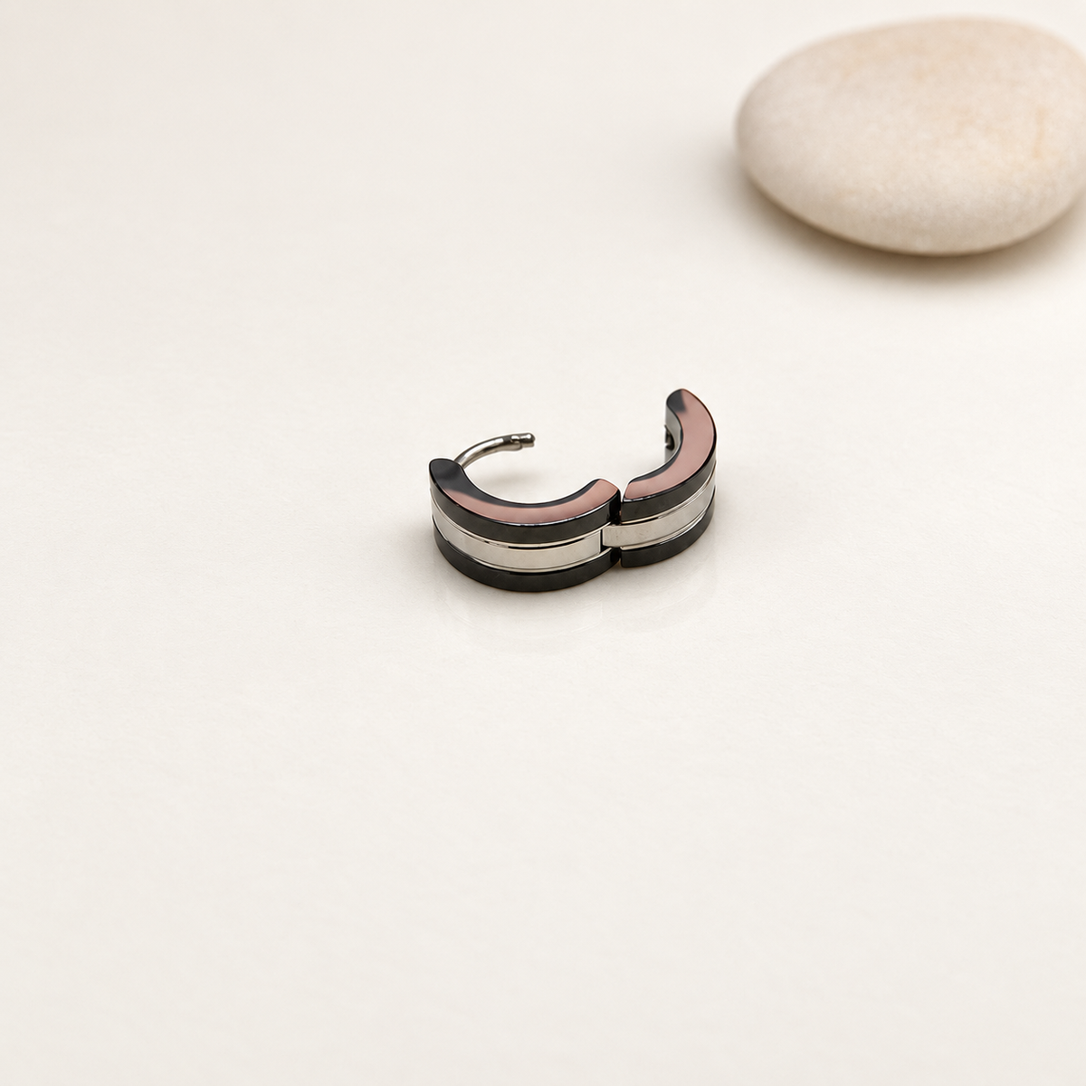 Antique Men's Hoop Earring, 9mm, Stainless Steel, Single - clasp detail