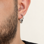 Skull Men's Hoop Earring, 12mm, Silver, Single