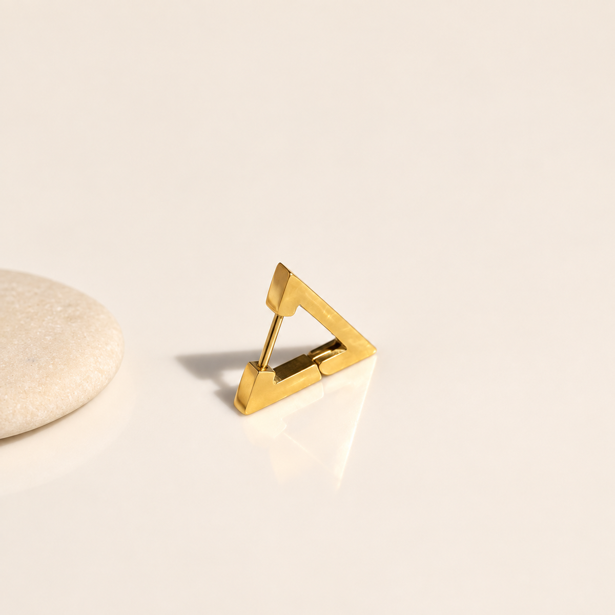 Triangle Men's Huggie Hoop Earring, Vintage Style in Gold or Silver, Single