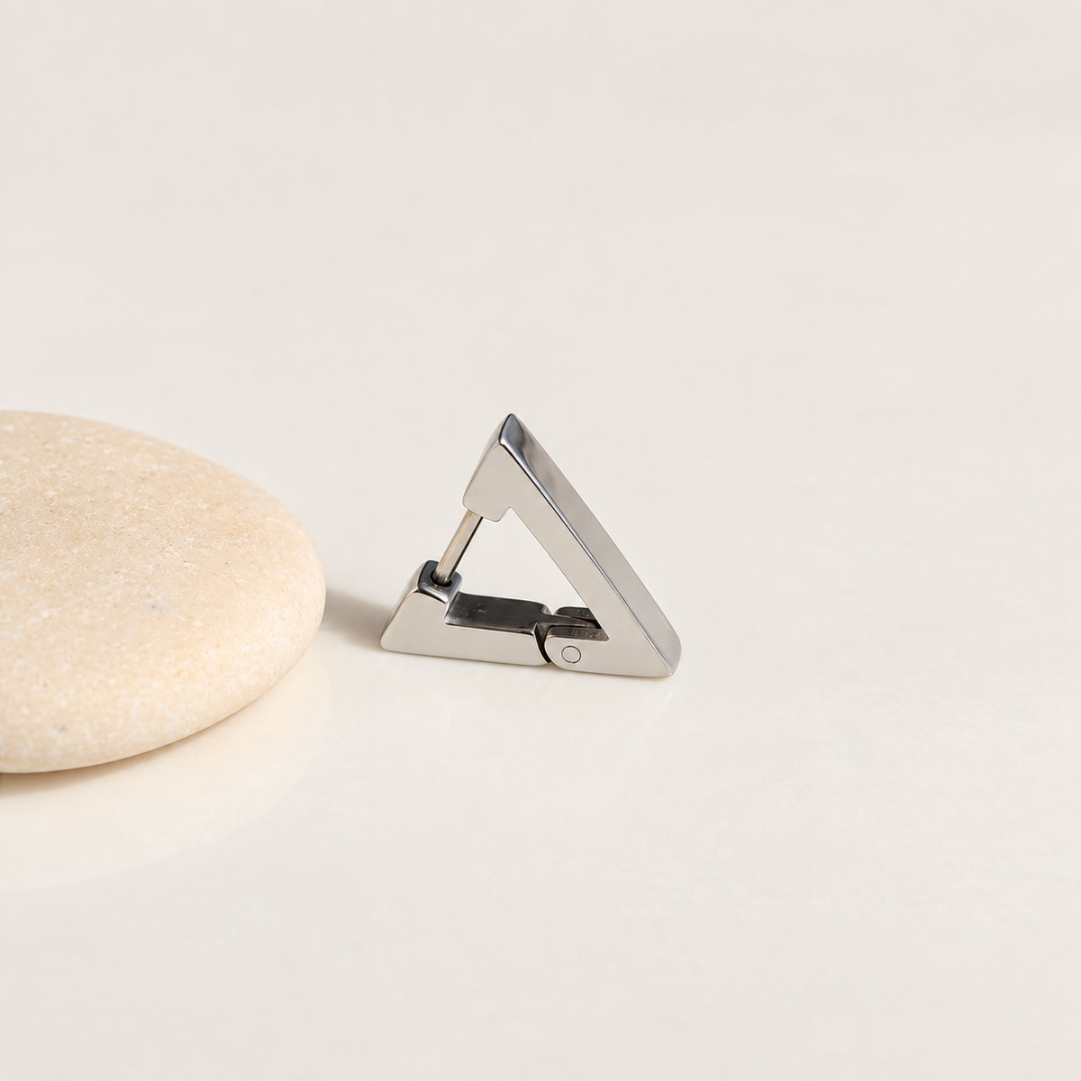 Triangle Men's Huggie Hoop Earring, Vintage Style in Gold or Silver, Single