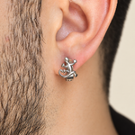 Lizard Vintage Men's Hoop Earring, 8mm, Silver, Stainless Steel, Single