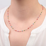 Multicolour Beaded Chain Necklace, 45cm, Gold, Single