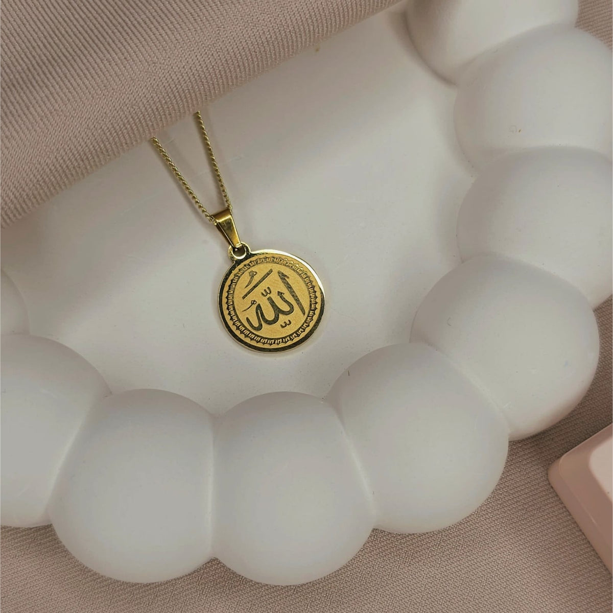Allah Circle Pendant Necklace, 45cm, Gold, Single