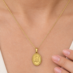 Allah Oval Pendant Necklace, 45cm, Gold, Single