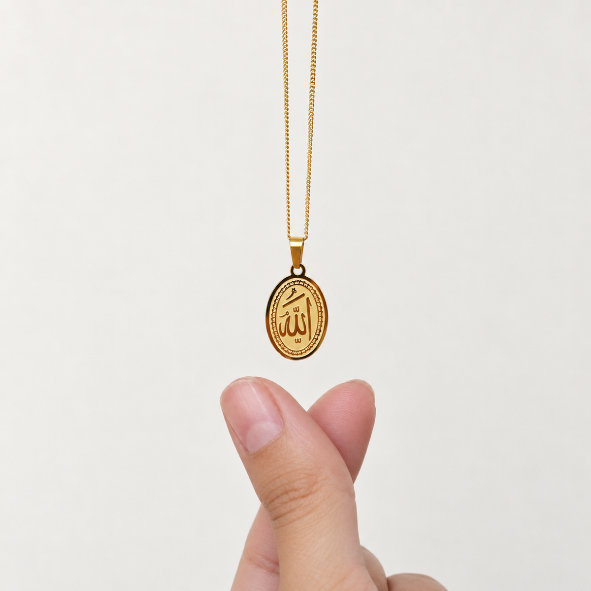 Allah Oval Pendant Necklace, 45cm, Gold, Single