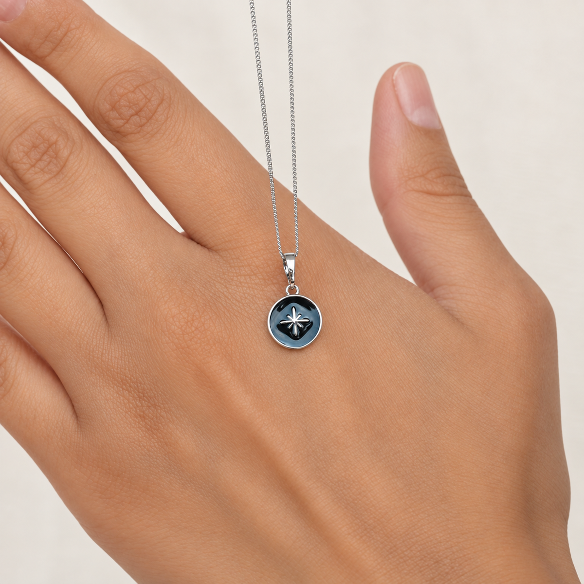 Blue North Star Pendant Necklace, 45cm, Silver, Single