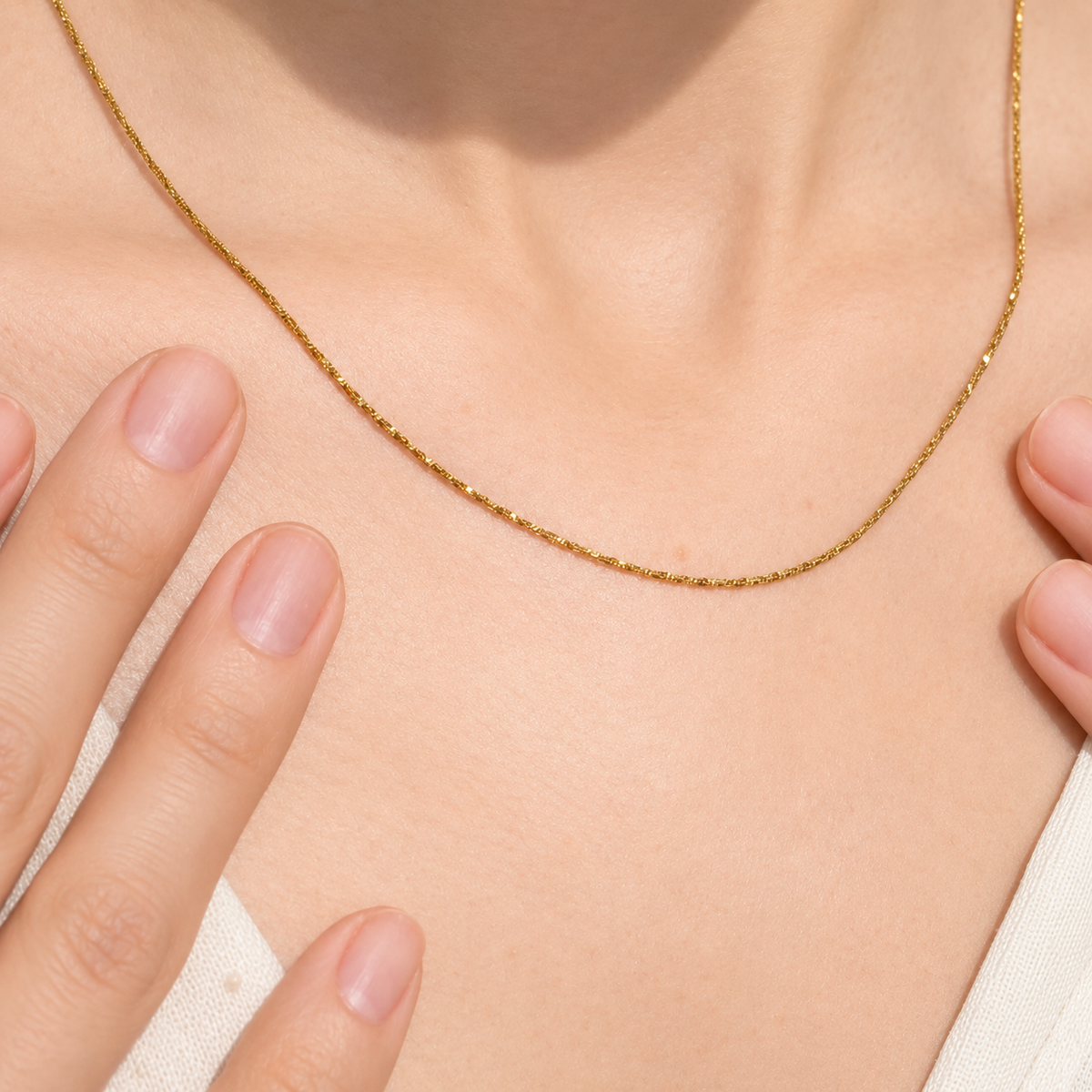 Fine Chain Necklace, 45cm, Gold or Silver, 316L Stainless Steel, Single