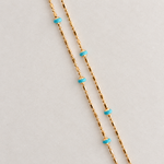 Blue Beaded Chain Necklace, 45cm, Gold, Single