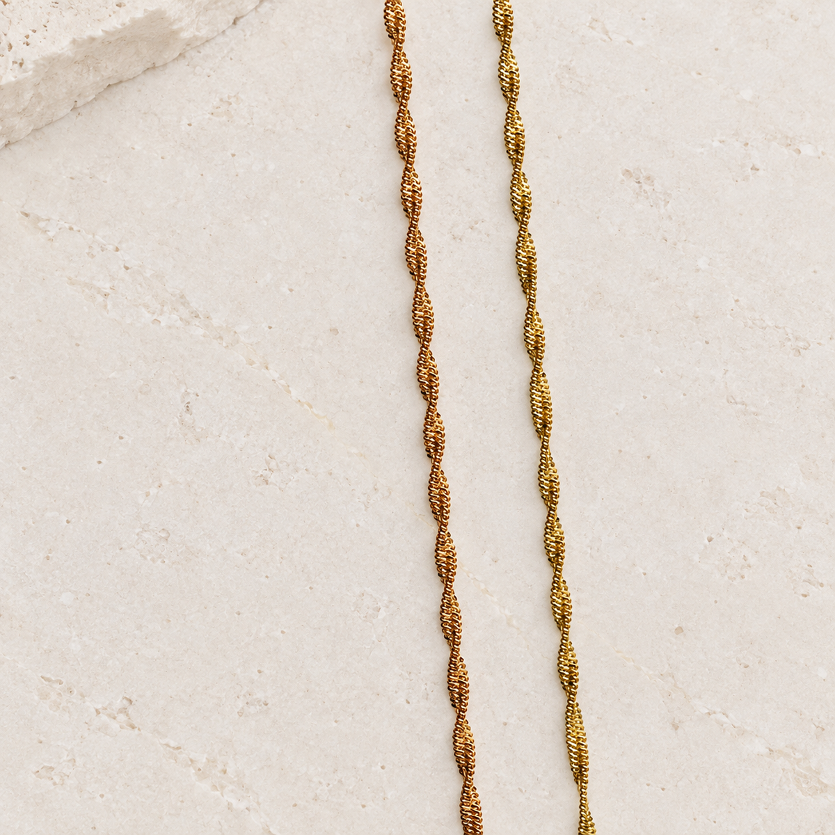 Twisted Chain Necklace, 45cm, Gold, Steel, Single