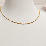 Twisted Chain Necklace, 45cm, Gold, Steel, Single
