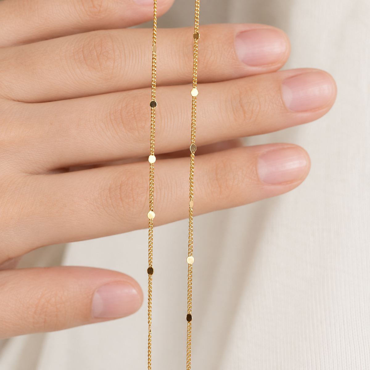 Dainty Disc Chain Necklace, 45cm, Gold, Single