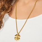 Four-Leaf Clover Pendant Necklace, 60cm, Gold, Single