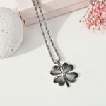 Four-Leaf Clover Pendant Necklace, 60cm, Silver, Single