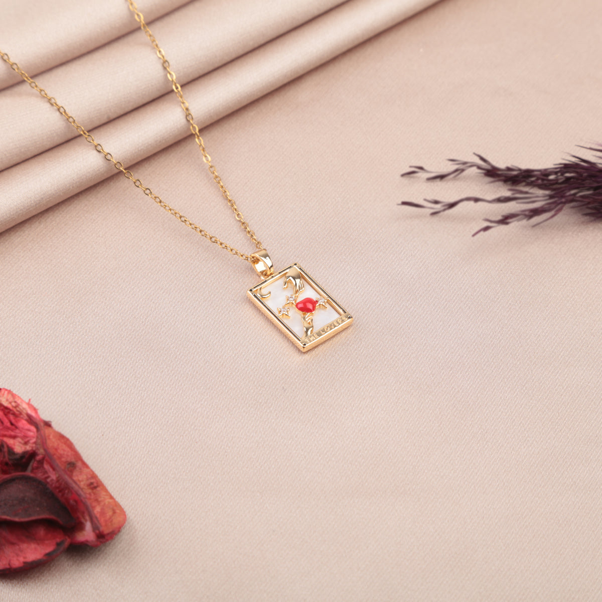 Gold Lovers tarot pendant necklace