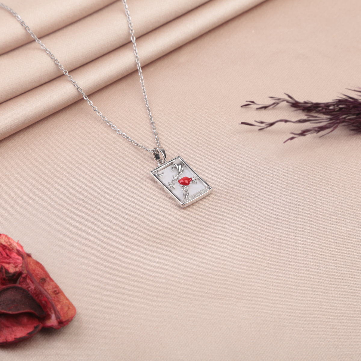 Silver Lovers tarot pendant necklace