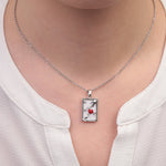 Silver Lovers tarot pendant necklace worn