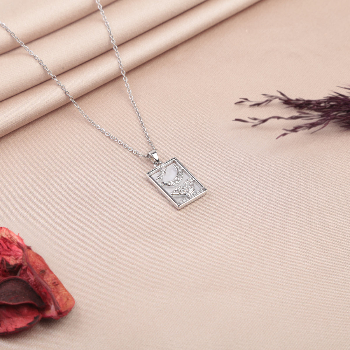 Silver moon tarot pendant necklace