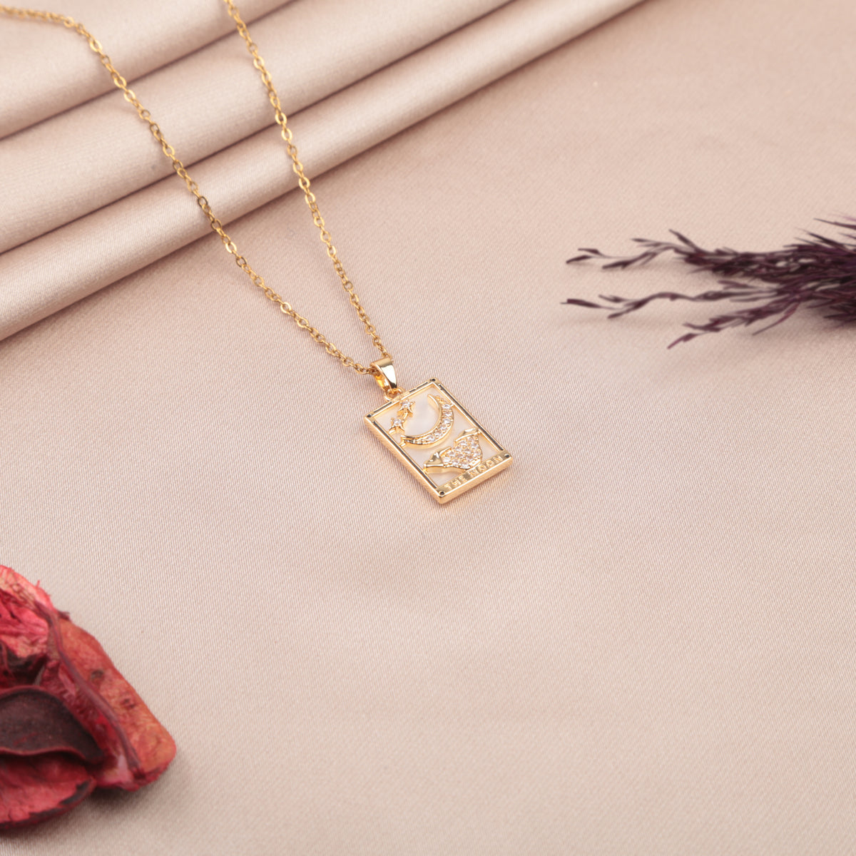 Gold moon tarot pendant necklace