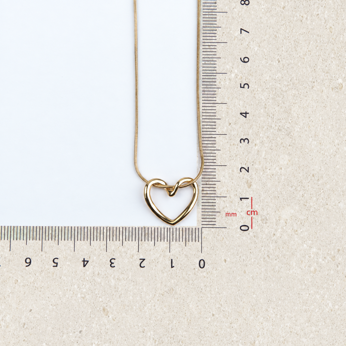 Heart pendant necklace - size reference