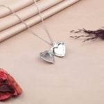 Silver heart photo locket necklace opened