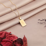 Rectangular Arabic Calligraphy Pendant Necklace, 45cm, Gold, Single - product view
