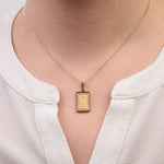 Rectangular Arabic Calligraphy Pendant Necklace, 45cm, Gold, Single - product view