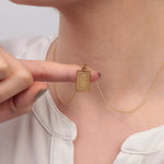 Rectangular Arabic Calligraphy Pendant Necklace, 45cm, Gold, Single - product view