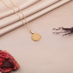 Round Arabic Calligraphy Pendant Necklace, 45cm, Gold, Single