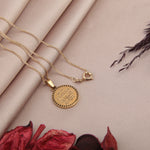 Round Arabic Calligraphy Pendant Necklace, 45cm, Gold, Single
