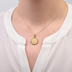 Round Arabic Calligraphy Pendant Necklace, 45cm, Gold, Single