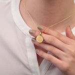 Round Arabic Calligraphy Pendant Necklace, 45cm, Gold, Single