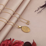 Oval Arabic Calligraphy Pendant Necklace, 45cm, Gold, Stainless Steel, Single