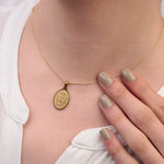 Oval Arabic Calligraphy Pendant Necklace, 45cm, Gold, Stainless Steel, Single