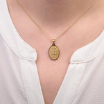 Oval Arabic Calligraphy Pendant Necklace, 45cm, Gold, Stainless Steel, Single