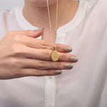 Oval Arabic Calligraphy Pendant Necklace, 45cm, Gold, Stainless Steel, Single