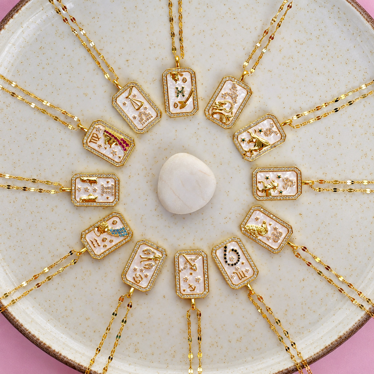 Gold zodiac pendant necklace - zodiac design selection