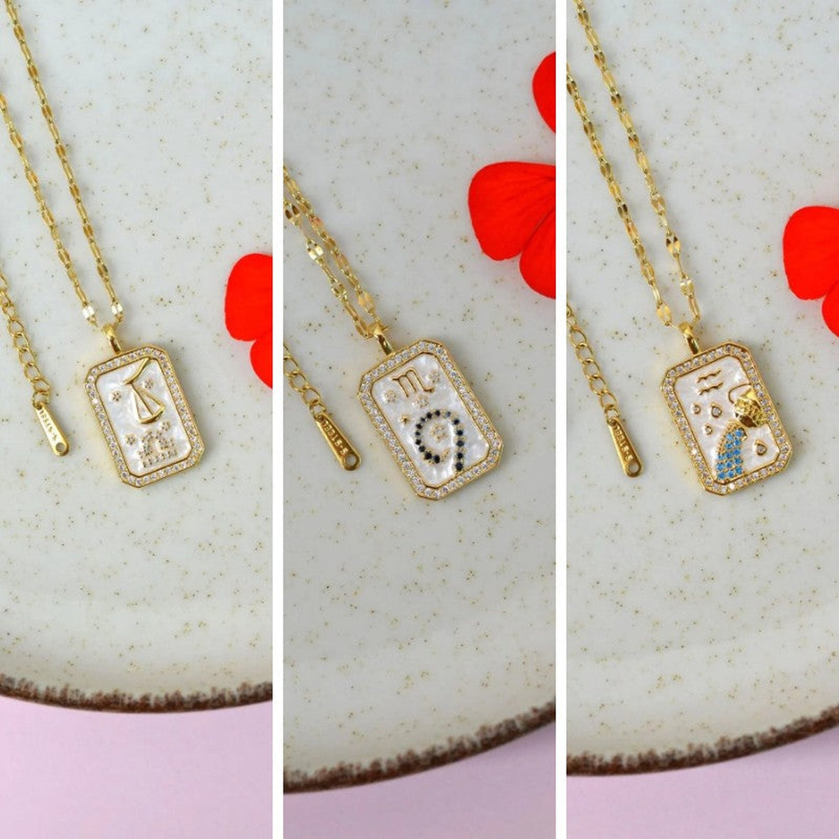 Gold zodiac pendant necklace - zodiac design selection