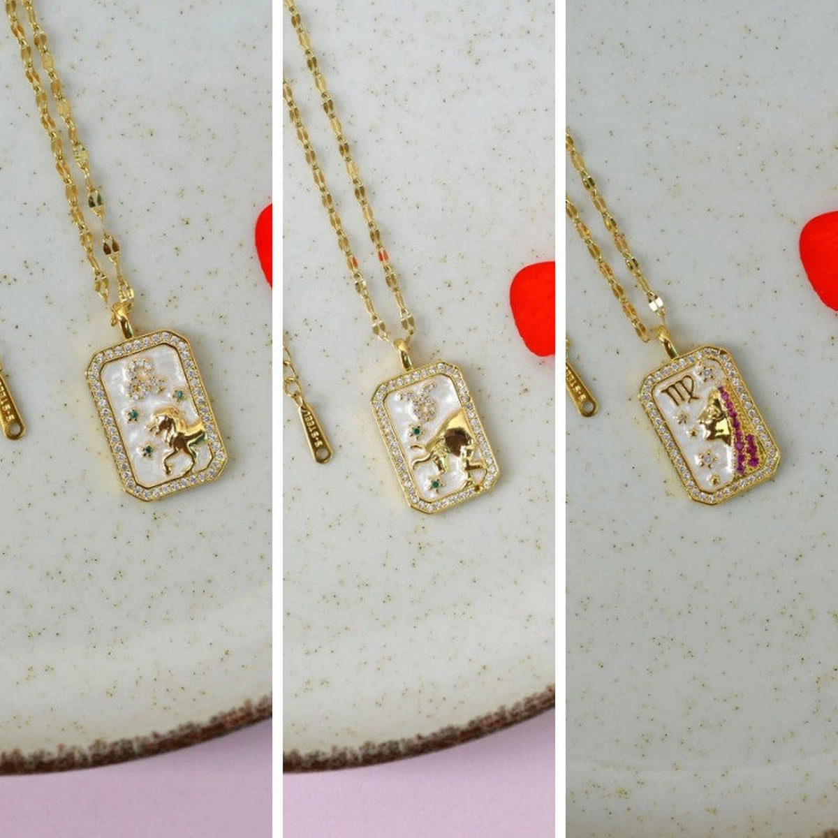 Gold zodiac pendant necklace - zodiac design selection
