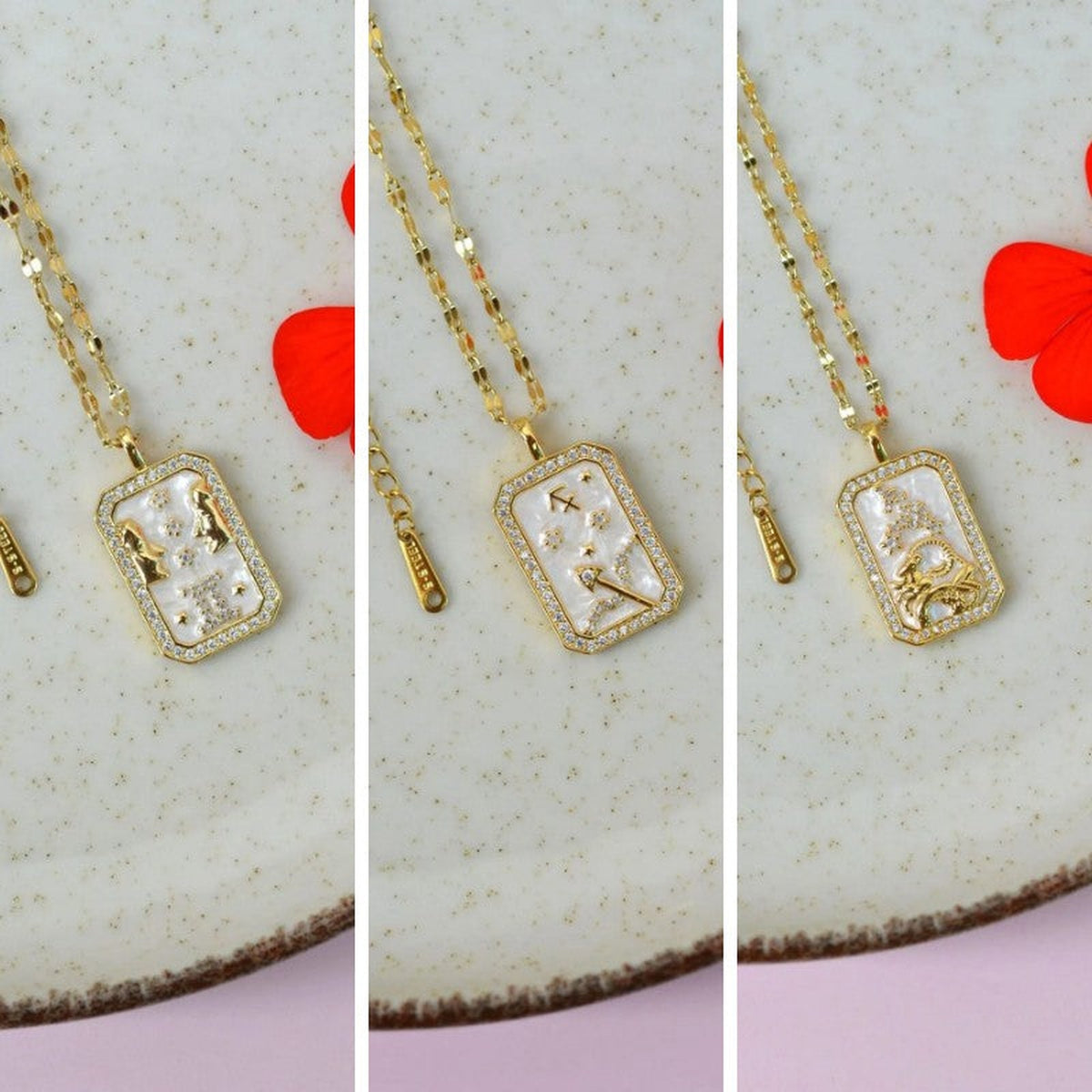 Gold zodiac pendant necklace - zodiac design selection