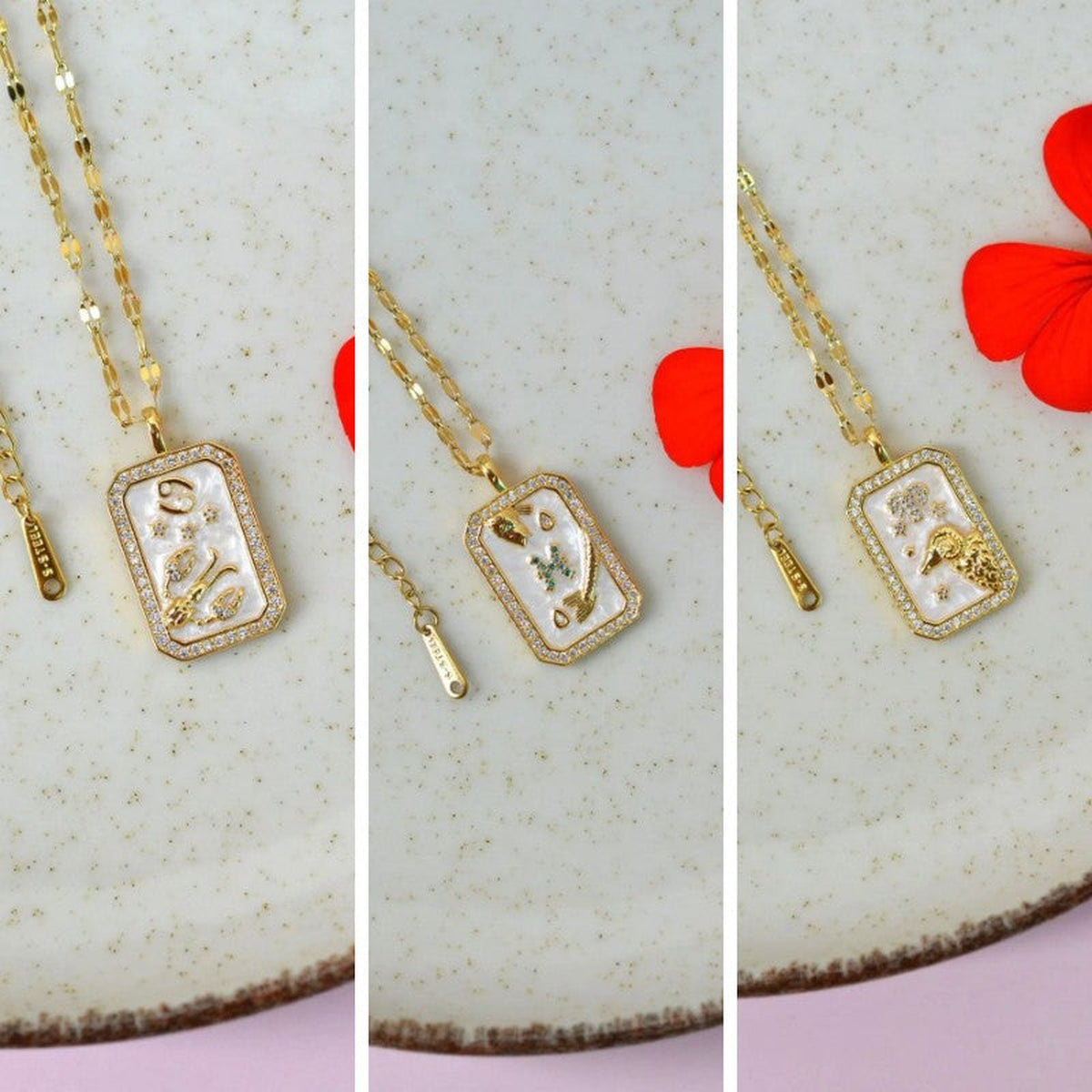 Gold zodiac pendant necklace - zodiac design selection