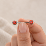 Solitaire Nipple Barbell, 14G, 18mm, Clear or Red, 316L Stainless Steel, Single