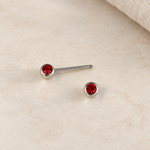 Solitaire Nipple Barbell, 14G, 18mm, Clear or Red, 316L Stainless Steel, Single