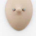 Solitaire Nipple Barbell, 14G, 18mm, Clear or Red, 316L Stainless Steel, Single